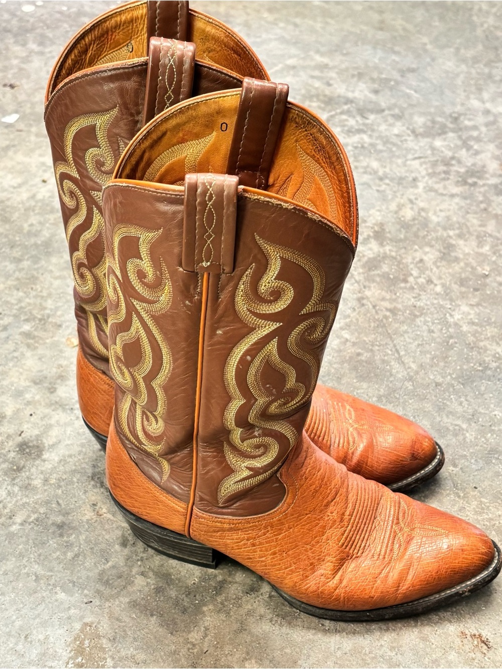 Tony Lama Brown and Cognac Leather Cowboy Boots